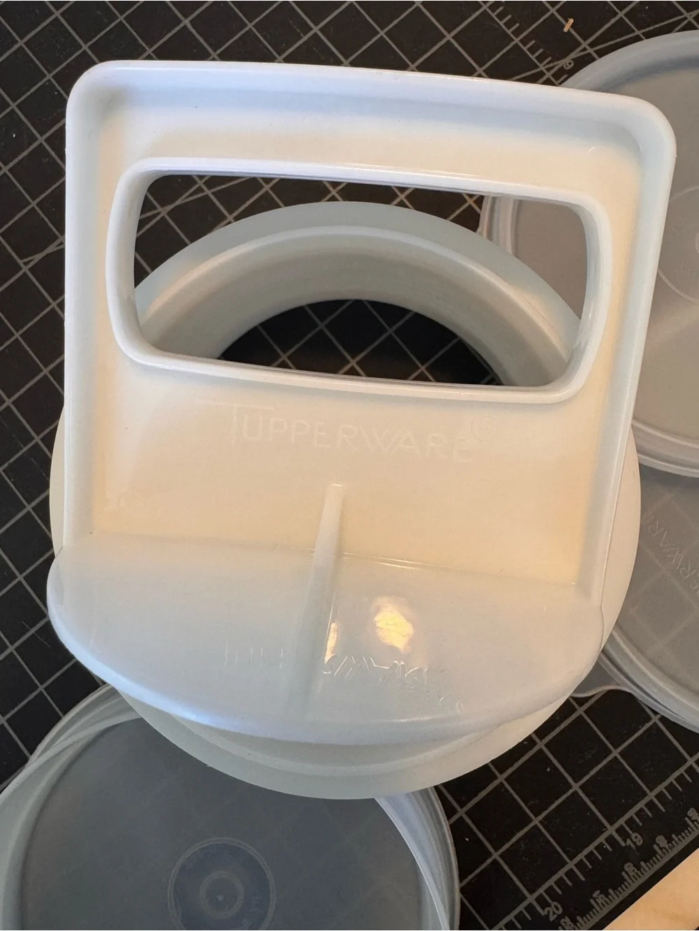 Vintage Tupperware Hamburger Press & Keeper Set